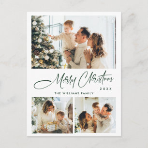 Elegante minimalistische kerst 3 foto groet briefkaart