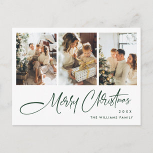 Elegante minimalistische kerst 3 foto groet briefkaart