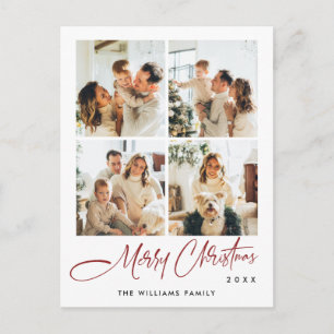 Elegante minimalistische kerst 4 foto groet briefkaart
