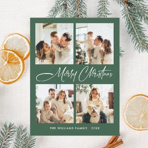 Elegante minimalistische kerst 4 foto groet briefkaart