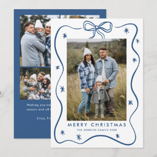 Elegante minimalistische kerstboog lint 5 foto feestdagenkaart