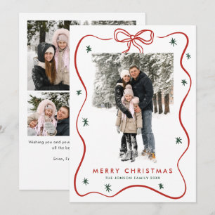 Elegante minimalistische kerstboog lint 5 foto feestdagenkaart