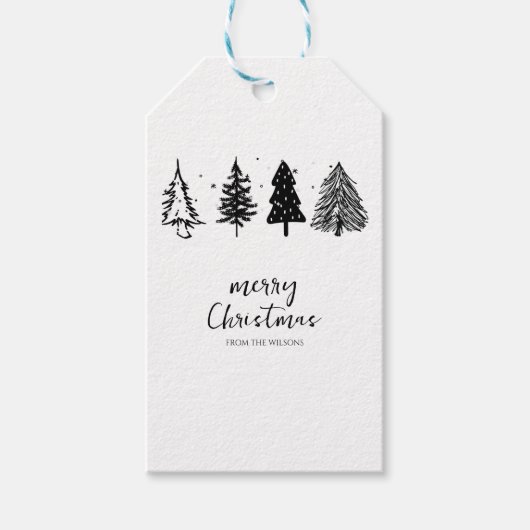 Elegante minimalistische kerstboom cadeaulabel (Voorkant)