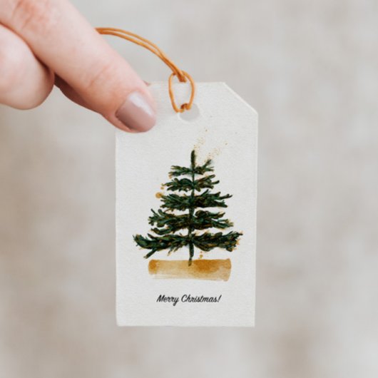Elegante minimalistische kerstboomvakantie cadeaulabel