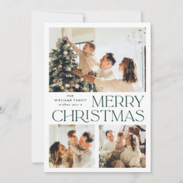 Elegante minimalistische kerstgroet 4 foto feestdagenkaart
