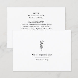 Elegante minimalistische klassieke olijfplantingen informatiekaartje