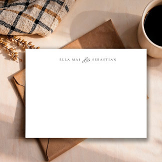 Elegante Minimalistische Koppel Namen Zwart & Wit Notitiekaartje