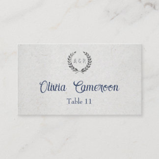 Elegante Minimalistische Lauwerkrans Monogram Trou Plaatskaartje