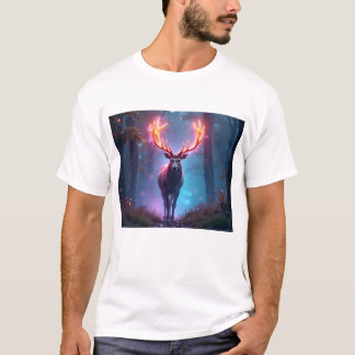Elegante Minimalistische Lijnkunst Herten T-shirt