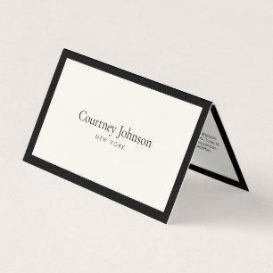 Elegante minimalistische luxe boetiek zwart/ivoor visitekaartjes