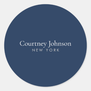 Elegante Minimalistische Luxe Boutique Navyblauw Ronde Sticker
