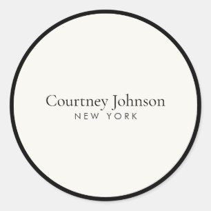 Elegante Minimalistische Luxe Boutique Zwart/Ivoor Ronde Sticker