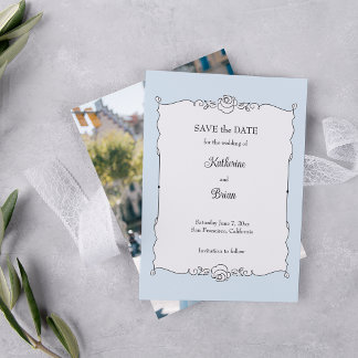 Elegante Minimalistische Met de Hand Getekende Roo Save The Date