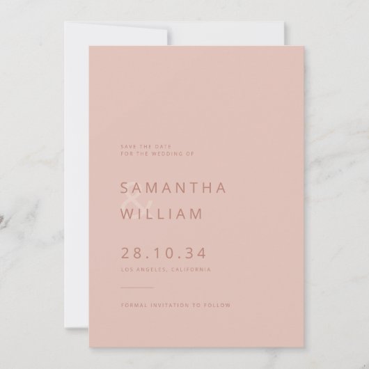 Elegante minimalistische mix & match moderne bruil save the date (Voorkant)
