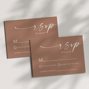 Elegante Minimalistische Mocha Mousse Trouw RSVP K Kaartje