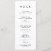 Elegante minimalistische moderne bruiloft dank u menu (Voorkant)