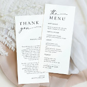 Elegante minimalistische moderne bruiloft dank u menu