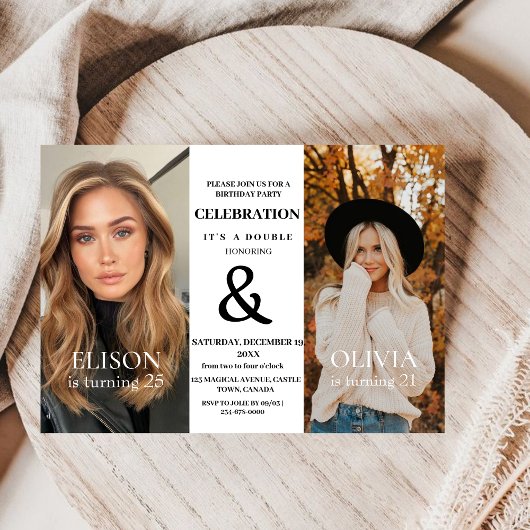 Elegante minimalistische moderne dubbele verjaarda kaart