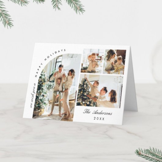 Elegante minimalistische moderne kerst 6 foto feestdagen kaart