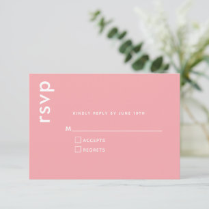 Elegante minimalistische moderne roze bruiloft Rea RSVP Kaartje