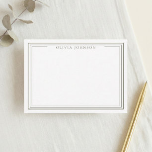 Elegante Minimalistische Monogram Olijfgroene Rand Notitiekaartje