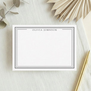 Elegante Minimalistische Monogram Zwarte en Witte Notitiekaartje