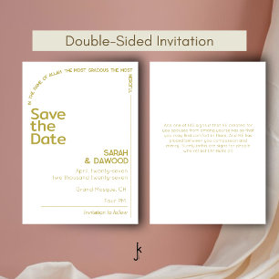 Elegante Minimalistische Moslim Witte Messing Huwe Save The Date