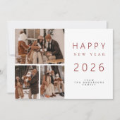 Elegante minimalistische nieuwjaarsjuichen familie feestdagenkaart (Voorkant)