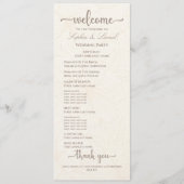 Elegante minimalistische off witte bloemenbruiloft programma (Voorkant)