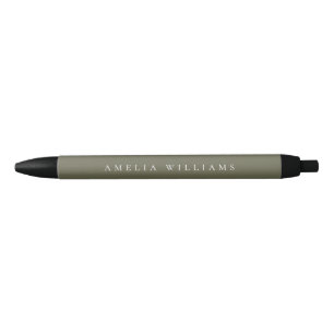 Elegante Minimalistische Olijfgroene Monogram Zwarte Inkt Pen