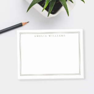 Elegante Minimalistische Olijfgroene Twee Rand Post-it® Notes