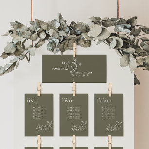 Elegante minimalistische Olive Zitplaatsenkaart He Menu