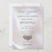 Elegante minimalistische parelmoer bruiloft uitnod kaart (Voorkant)