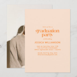 Elegante minimalistische Peach fotoafstudeerfeest Kaart