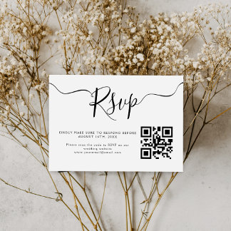 Elegante minimalistische QR-code bruiloft RSVP Kaartje
