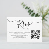 Elegante minimalistische QR-code bruiloft RSVP Kaartje (Staand voorkant)