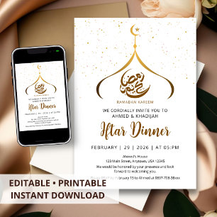 Elegante Minimalistische Ramadan Iftar-dineruitnod Kaart
