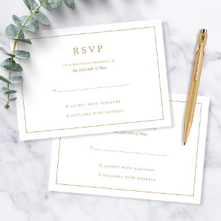 Elegante Minimalistische Rand Gouden Trouwring RSVP Kaartje