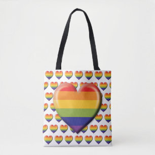 Elegante minimalistische regenboog hart ontwerp draagtas