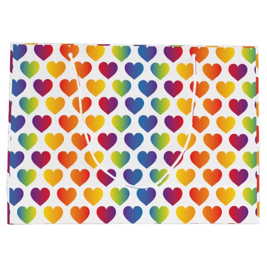 Elegante Minimalistische Regenboog Hart Ontwerp Gr Groot Cadeauzakje (Achterkant)