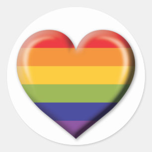 Elegante Minimalistische Regenboog Hart Ontwerp Ronde Sticker