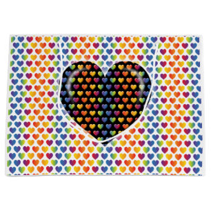 Elegante Minimalistische Regenboog Harten Groot Cadeauzakje