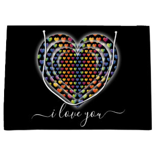 Elegante Minimalistische Regenboog Harten Groot Cadeauzakje