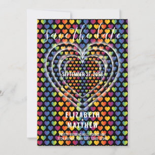 Elegante Minimalistische Regenboog Harten Kaart