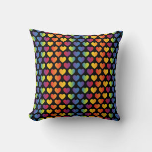Elegante Minimalistische Regenboog Harten Kussen