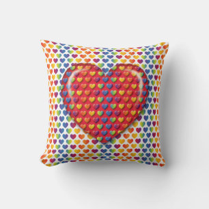 Elegante Minimalistische Regenboog Harten Kussen