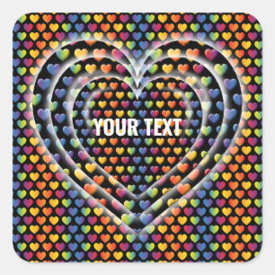 Elegante Minimalistische Regenboog Harten Vierkante Sticker
