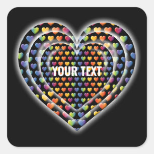 Elegante minimalistische regenboogharten vierkante sticker