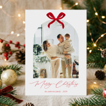 Elegante Minimalistische Rode Strik Foto Kerstmis
