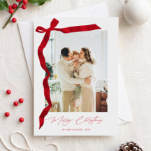 Elegante Minimalistische Rode Strik Foto Kerstmis